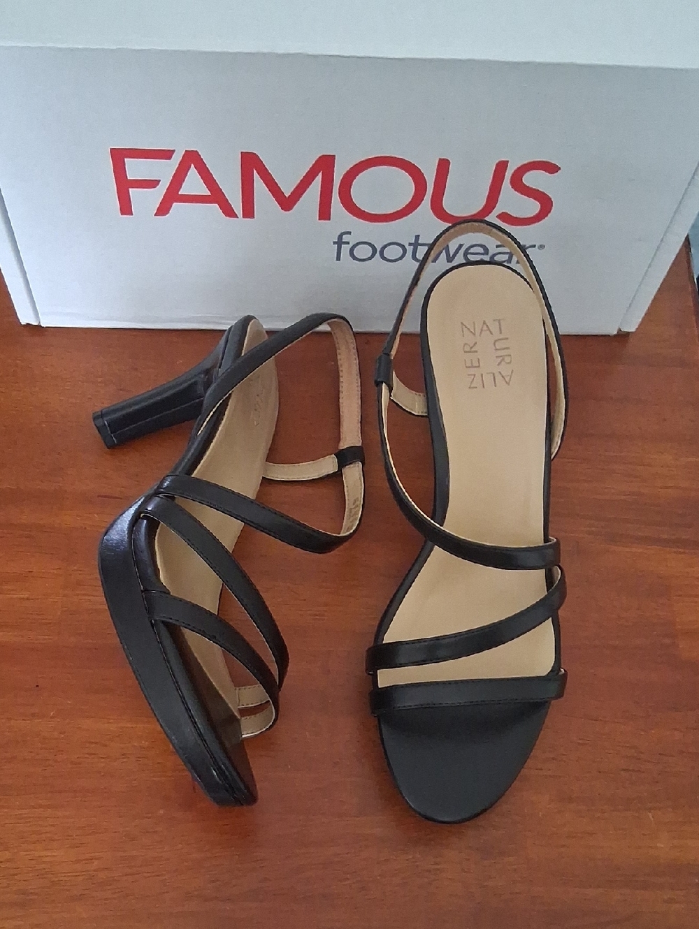 FAMOUS Footwear Naturalizer Brenta Black Strappy Heels NIB Sz 11M